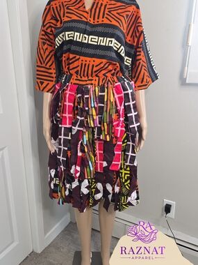 Multicolor Patchwork Midi Skirt - Vibrant Pattern